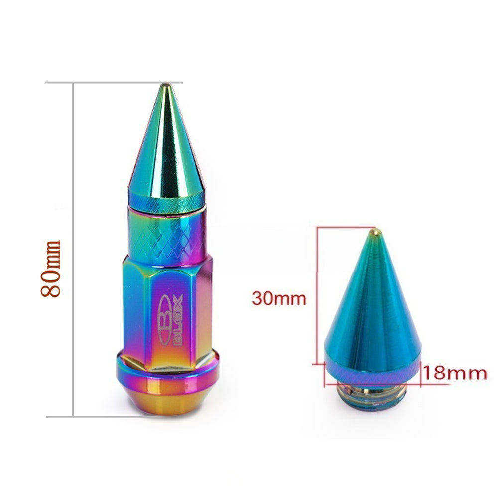 BLOX Spike Lug Nuts 50mm in neochrome.