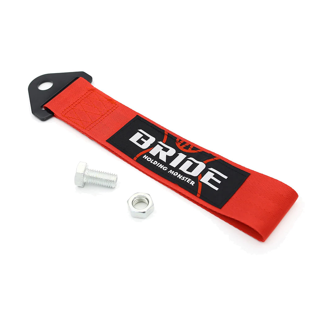 Bride ghost racing jdm tow strap in red.