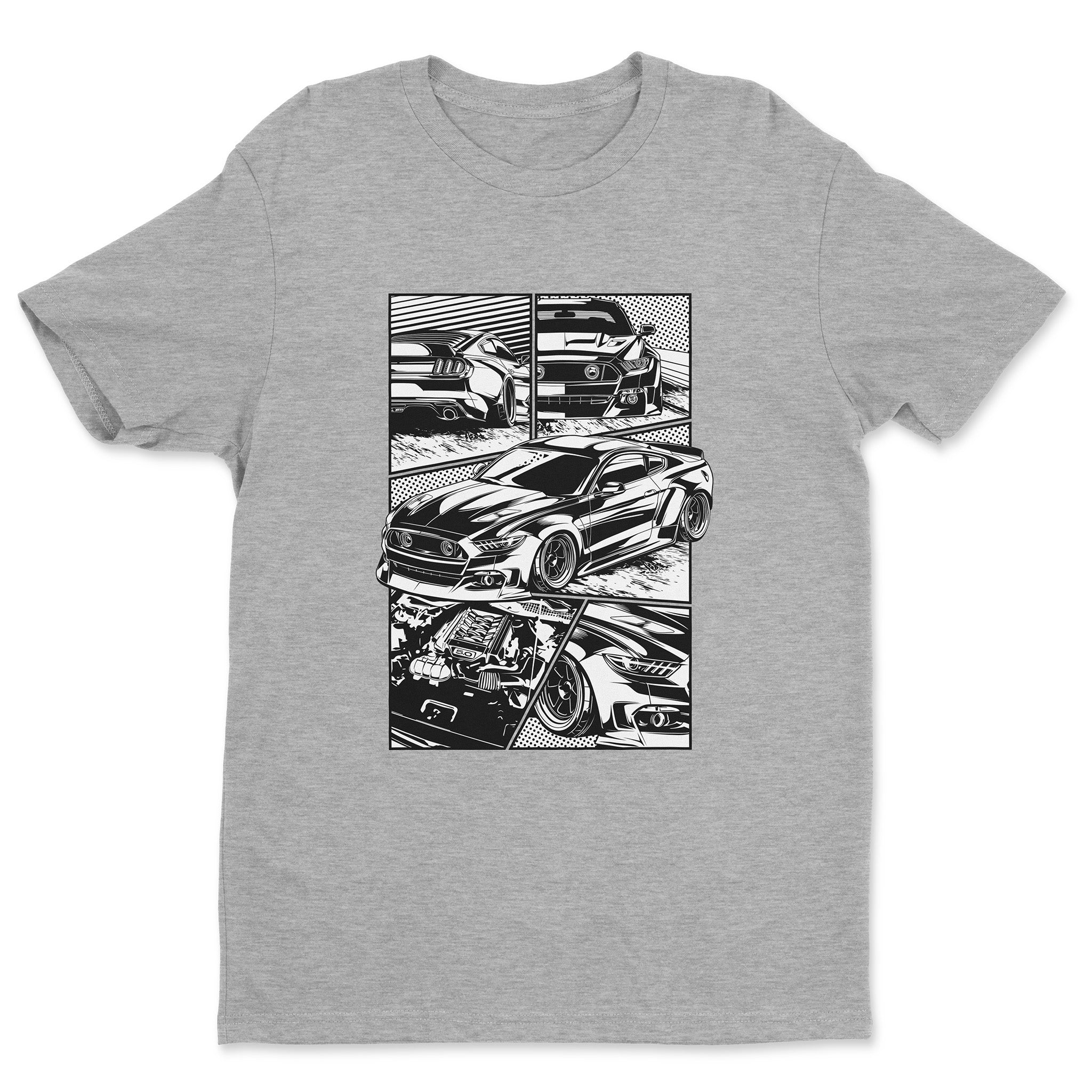 Ford Mustang S550 car t-shirt in athletic heather color.