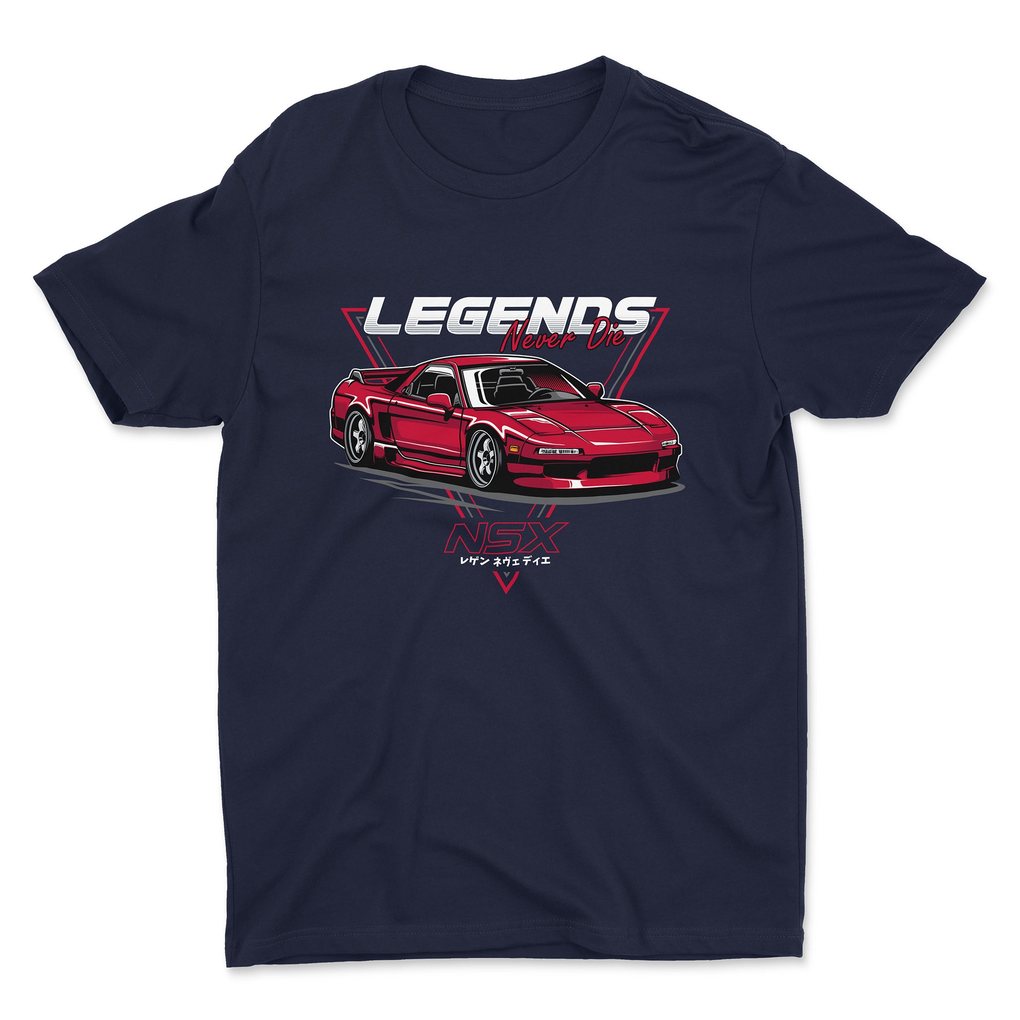 Honda NSX Legends Never Die t-shirt in navy color.