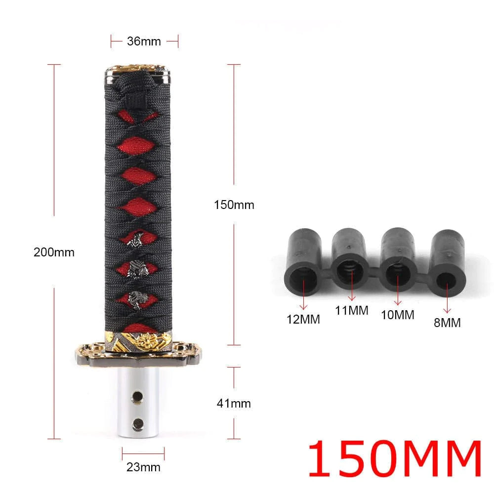 Katana Samurai Sword Shift Knob in 15cm length with black/red handle.