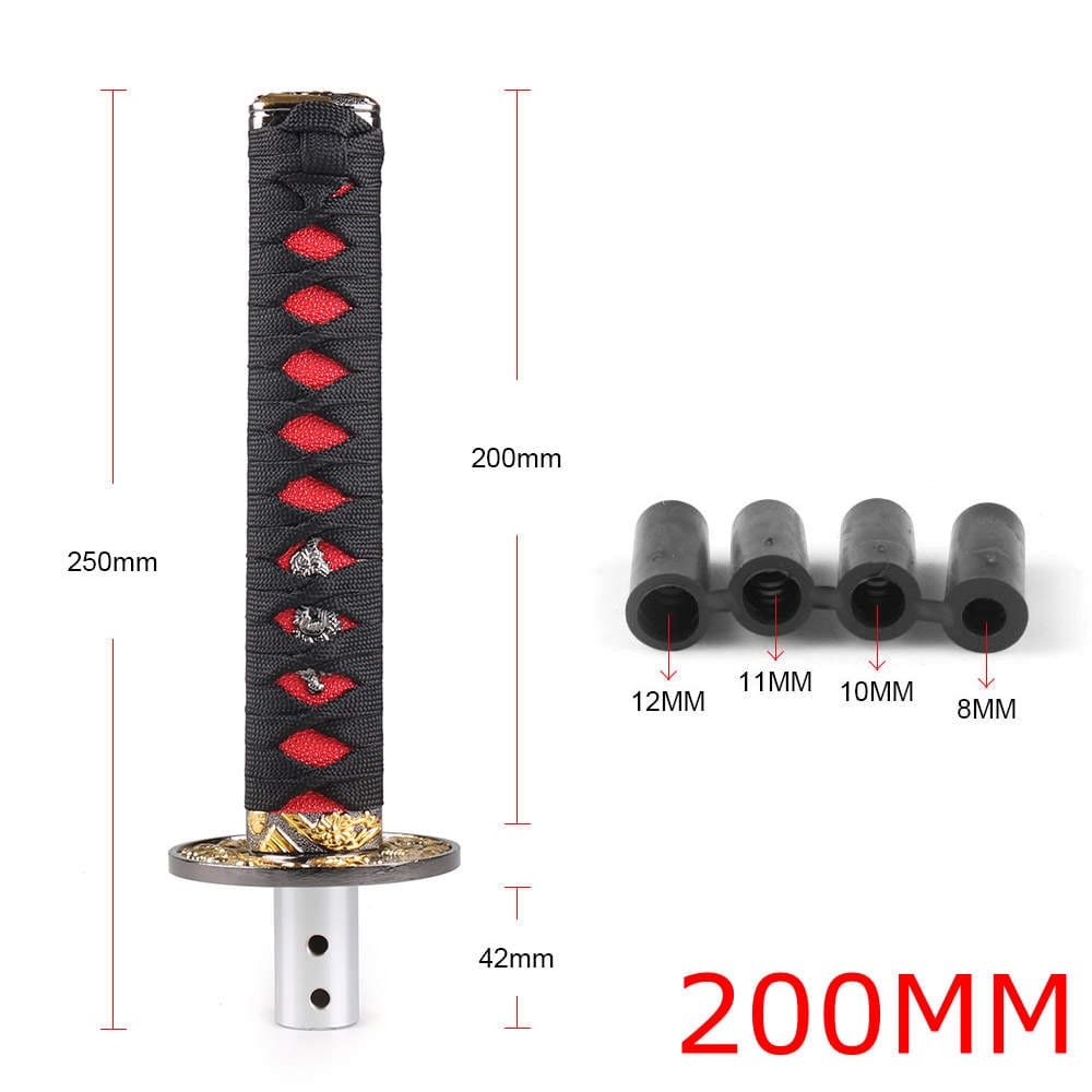 Katana Samurai Sword Shift Knob in 20cm length with black/red handle.