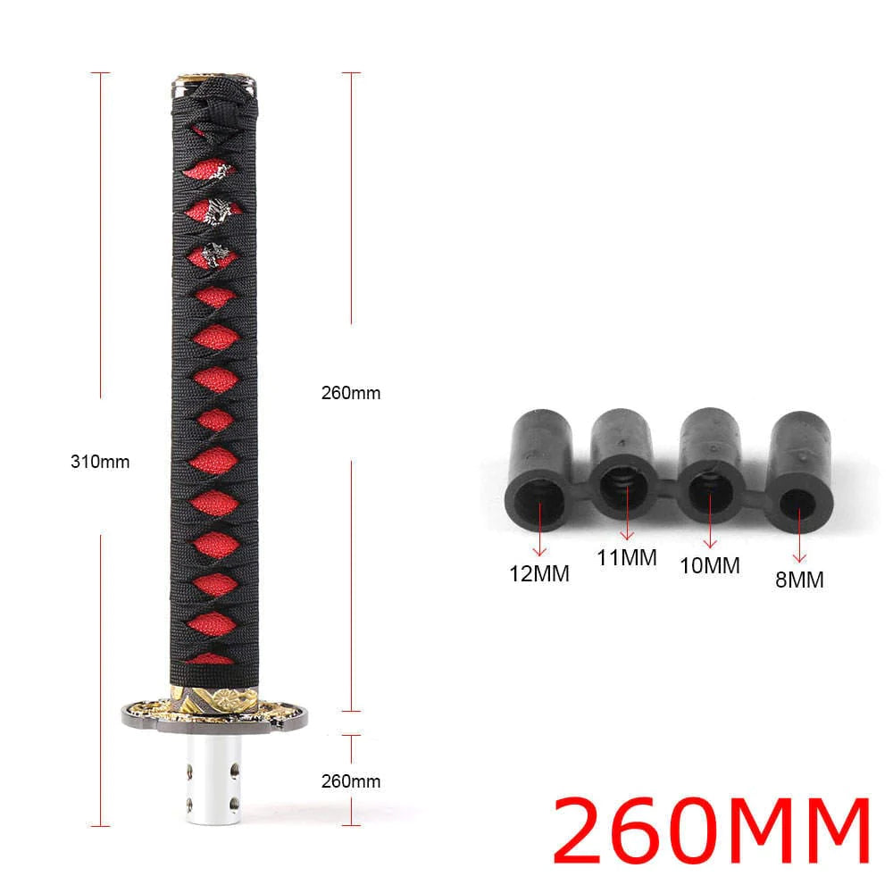 Katana Samurai Sword Shift Knob in 26cm length with black/red handle.