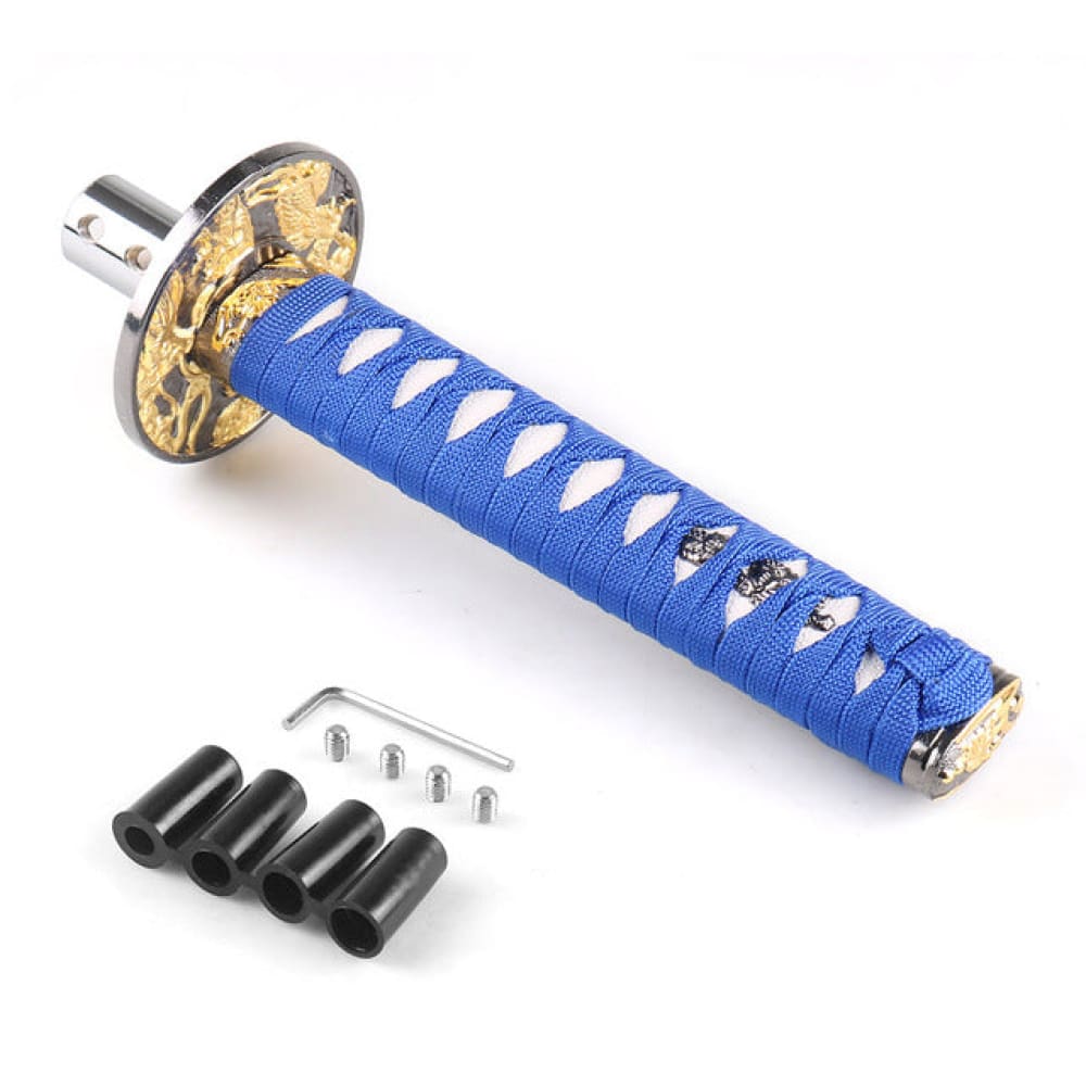 Katana Samurai Sword Shift Knob in 20cm length with blue/white handle.