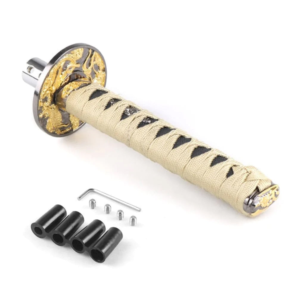 Katana Samurai Sword Shift Knob in 20cm length with gold/black handle.