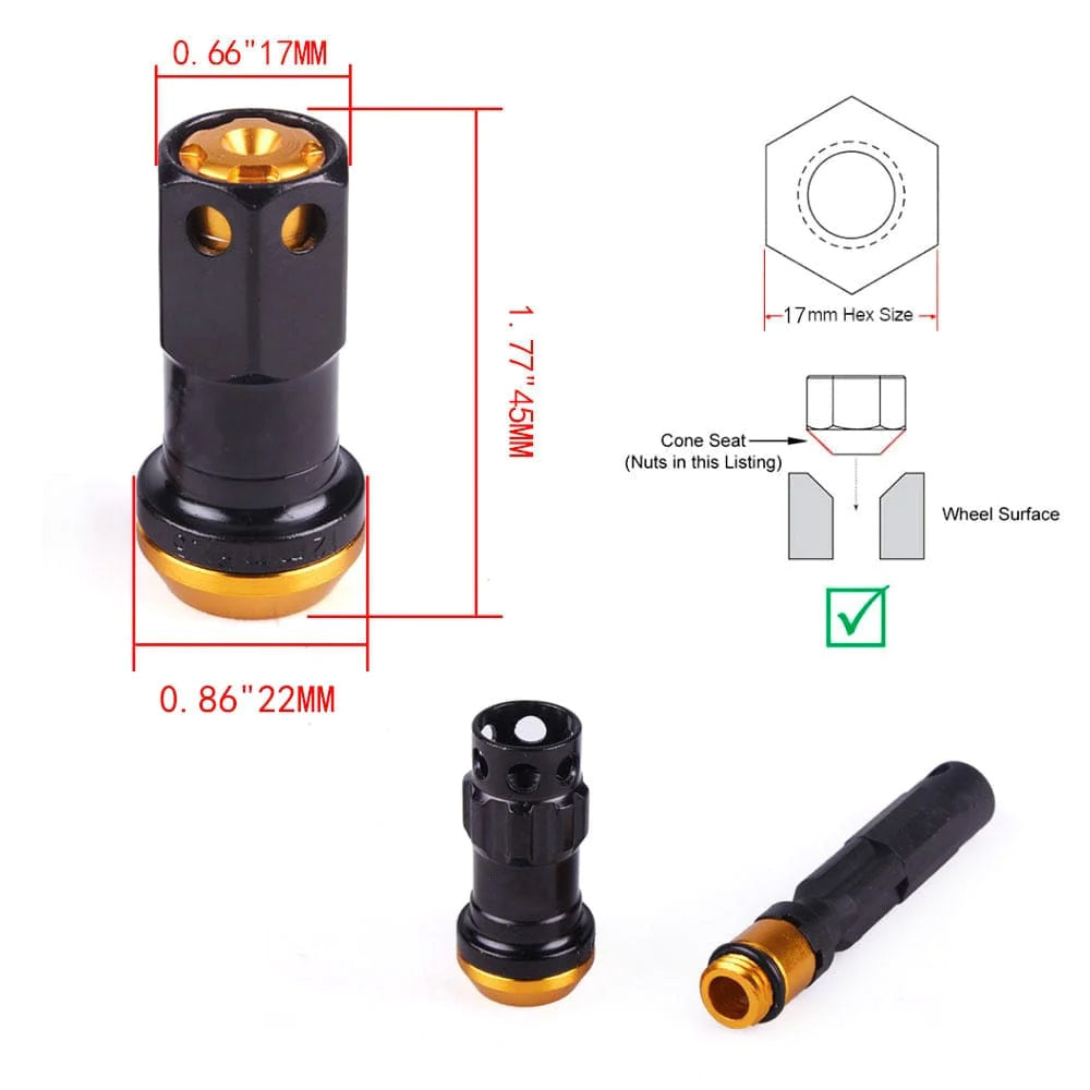 MaxGuard R40 Style Racing Lug Nuts in gold.
