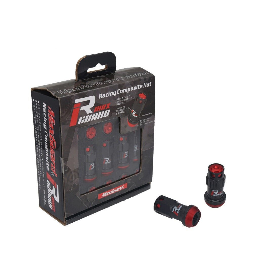 MaxGuard R40 Style Racing Lug Nuts in red.