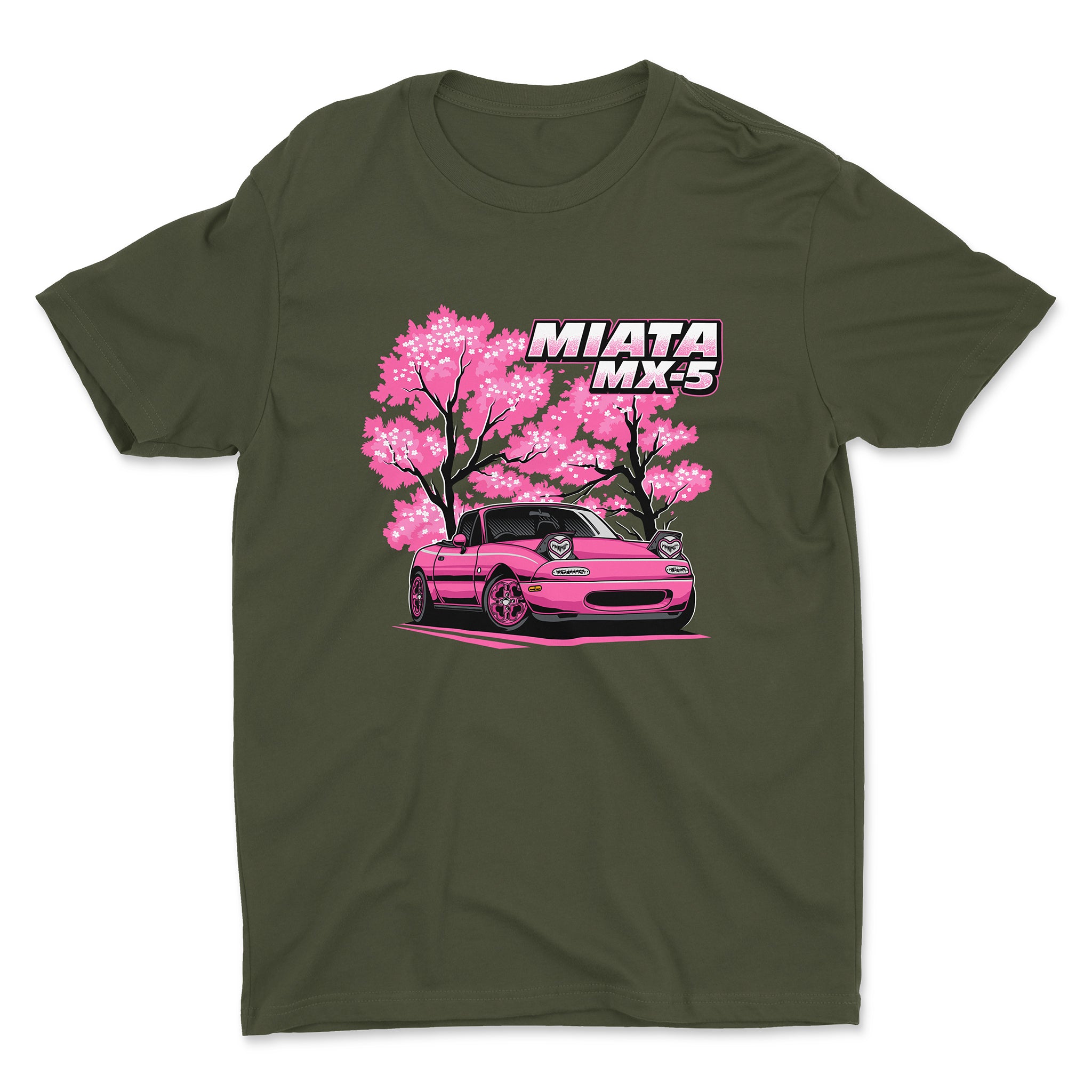 Mazda Miata MX-5 t-shirt in military green color.