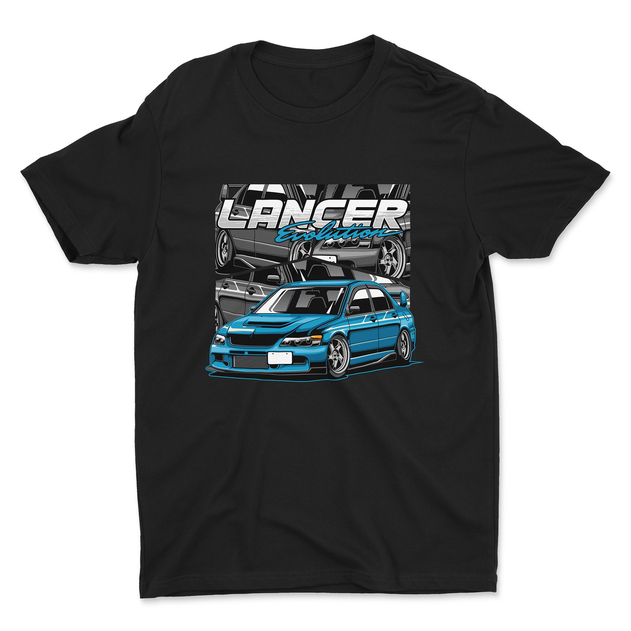 Mitsubishi Lancer Evolution VIII t-shirt in black color.