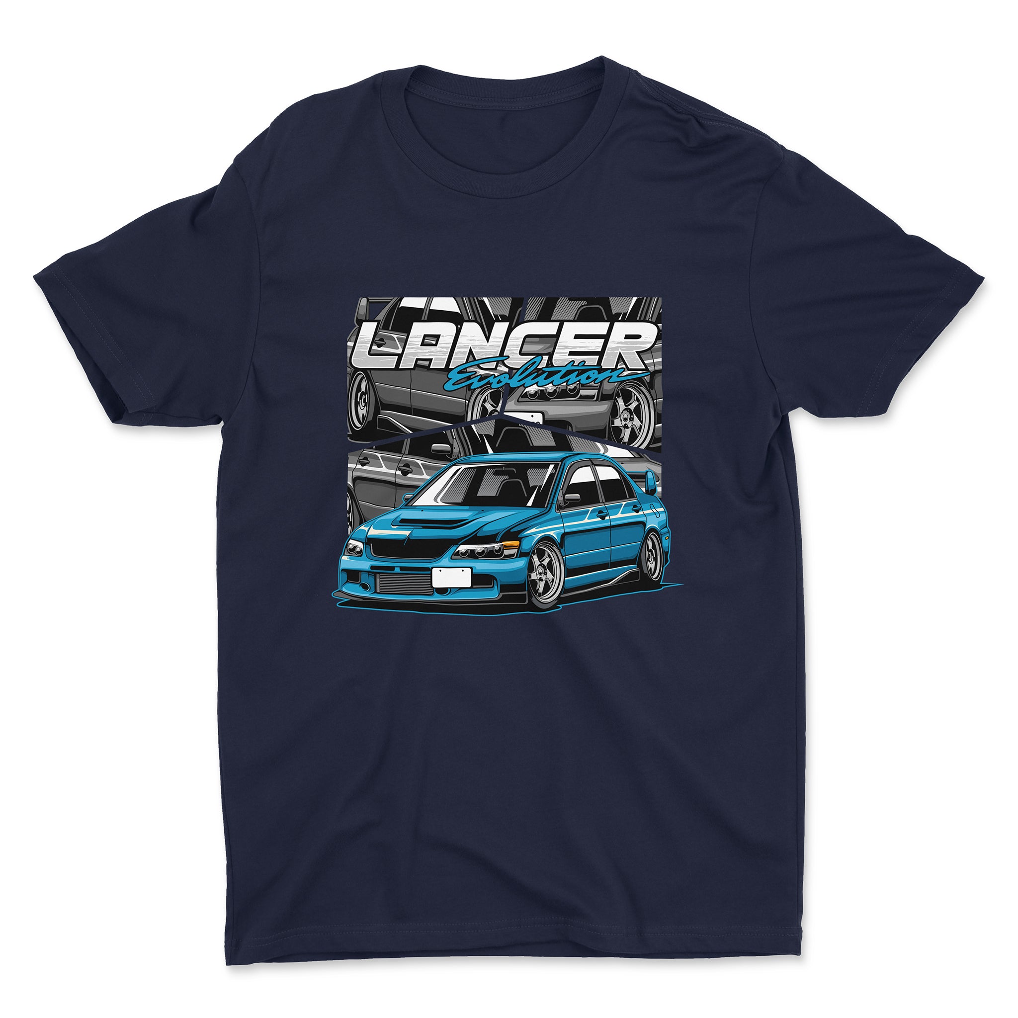 Mitsubishi Lancer Evolution VIII t-shirt in navy color.
