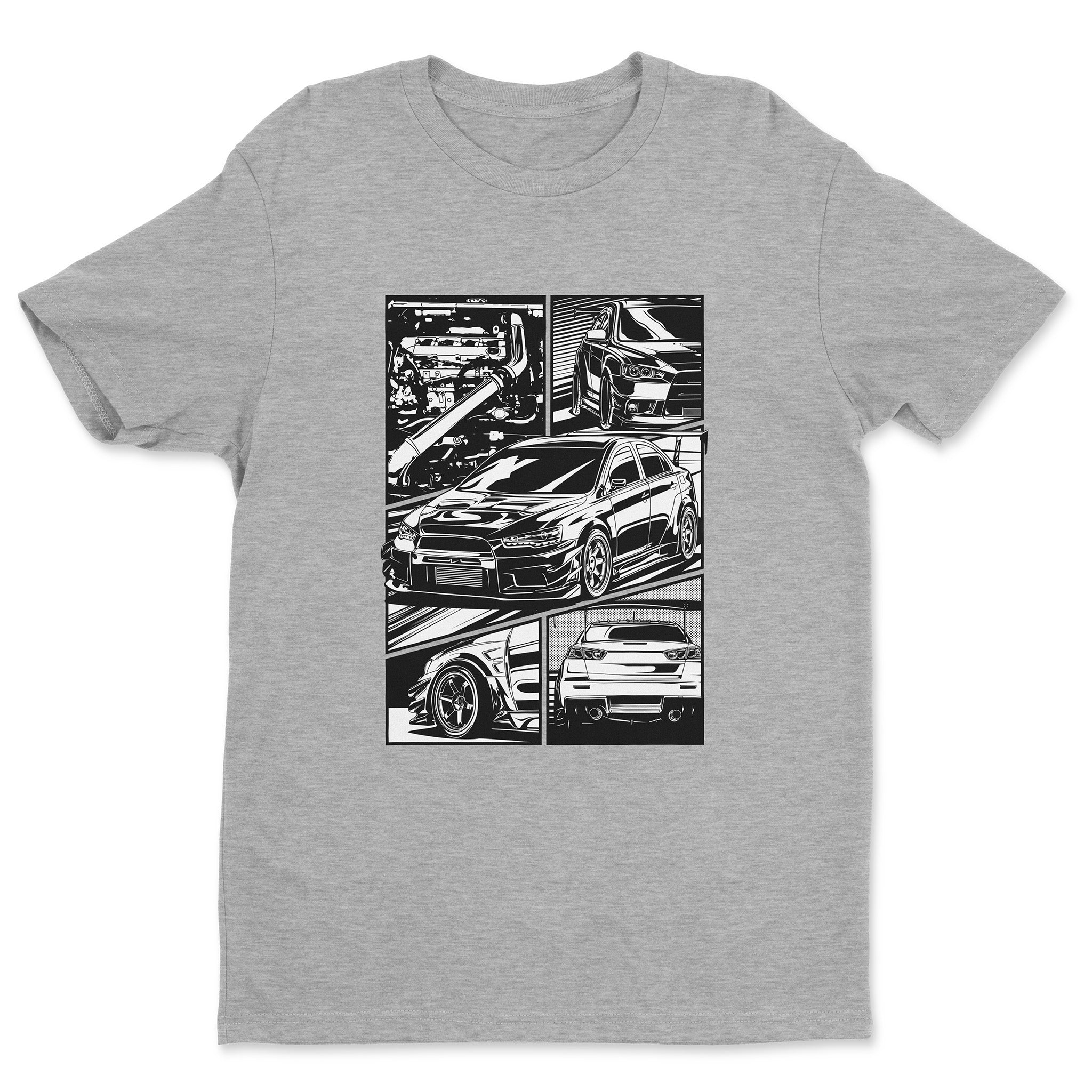 Mitsubishi Lancer Evolution X t-shirt in athletic heather color.