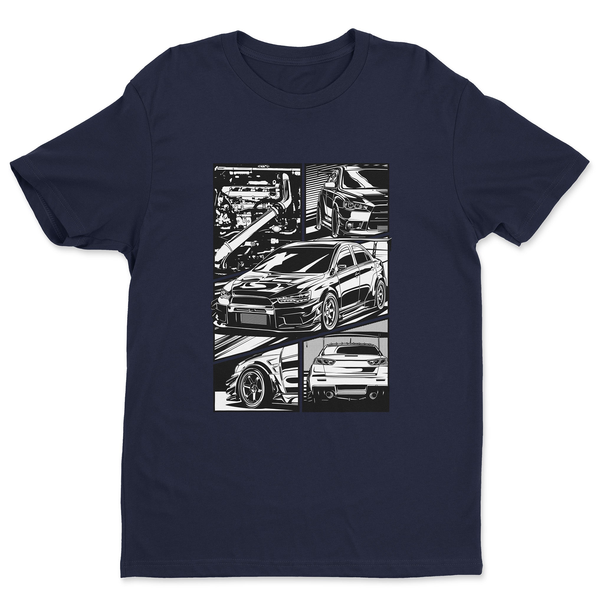 Mitsubishi Lancer Evolution X t-shirt in navy color.