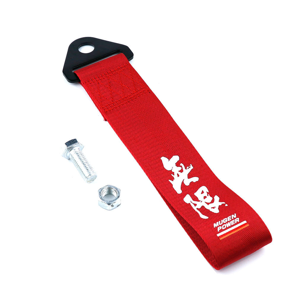 Mugen Power Tow Strap in red.