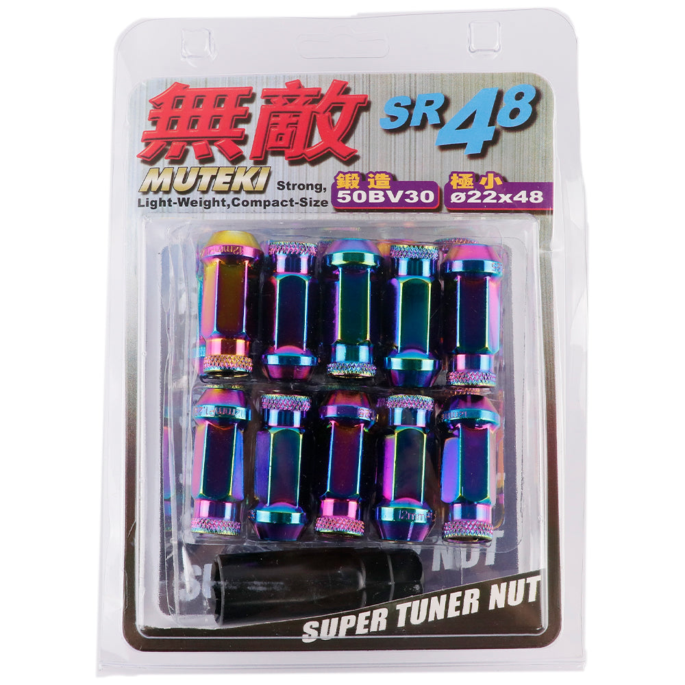 Muteki SR48 Lug Nuts in neochrome.