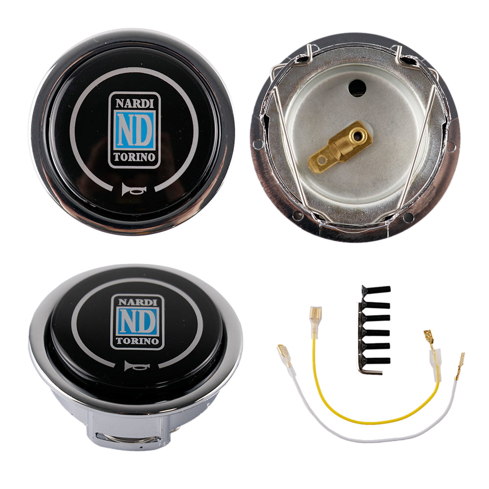 ND racing leather steering wheel horn button and wires.