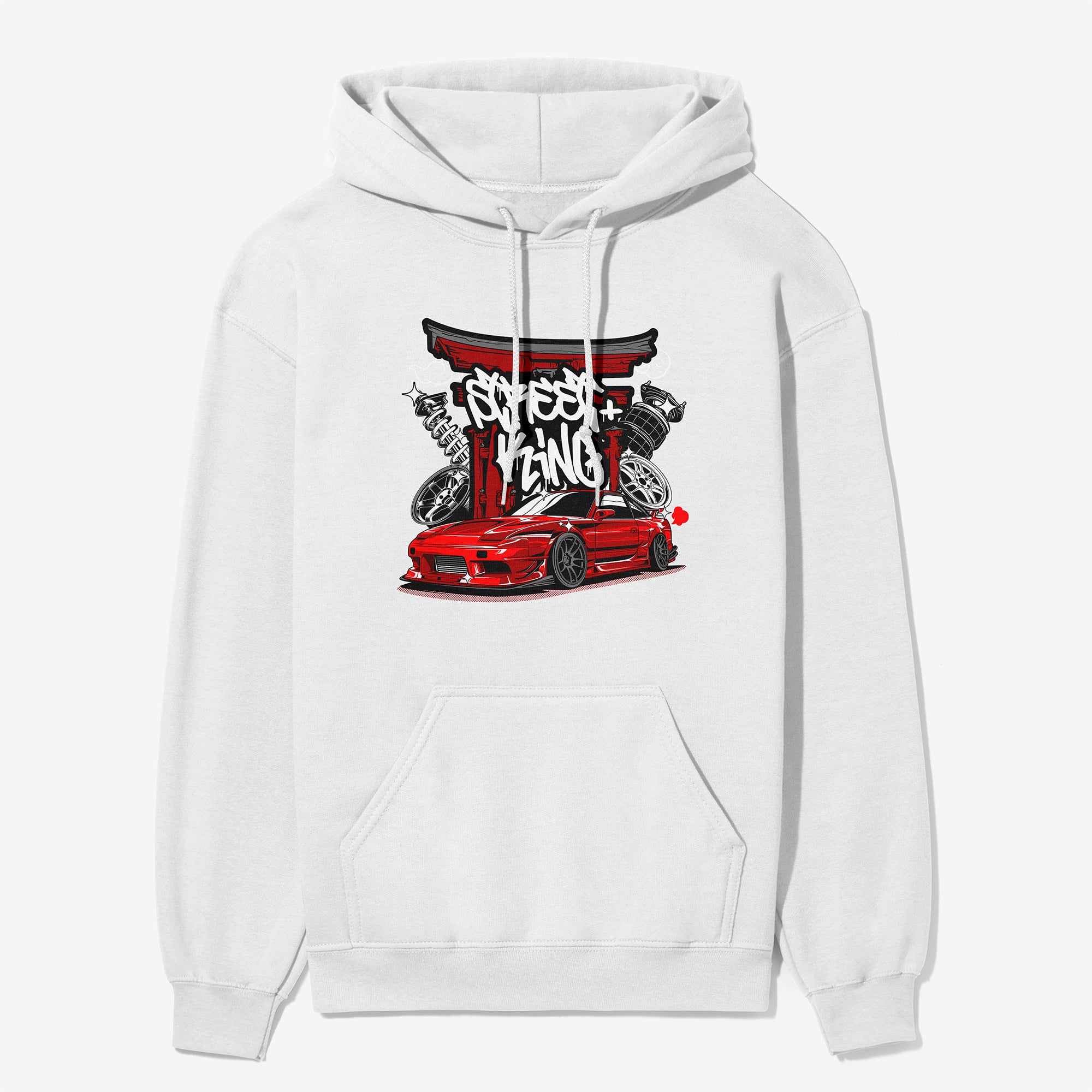 Nissan 180SX S13 Street King Car Hoodie in White.