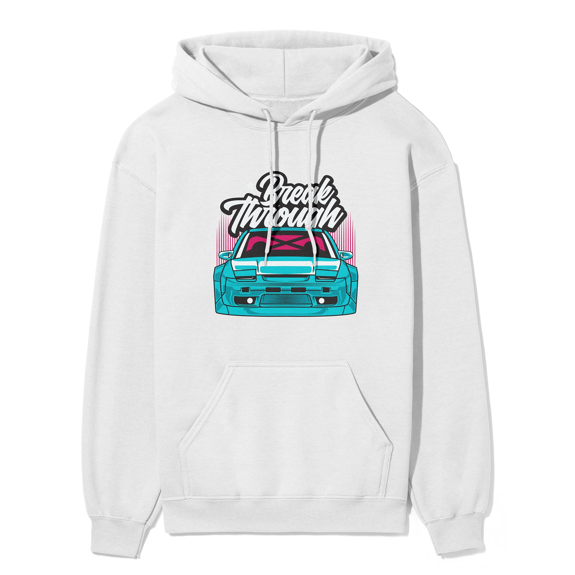 Nissan 240SX S13 Break Through Hoodie in white.