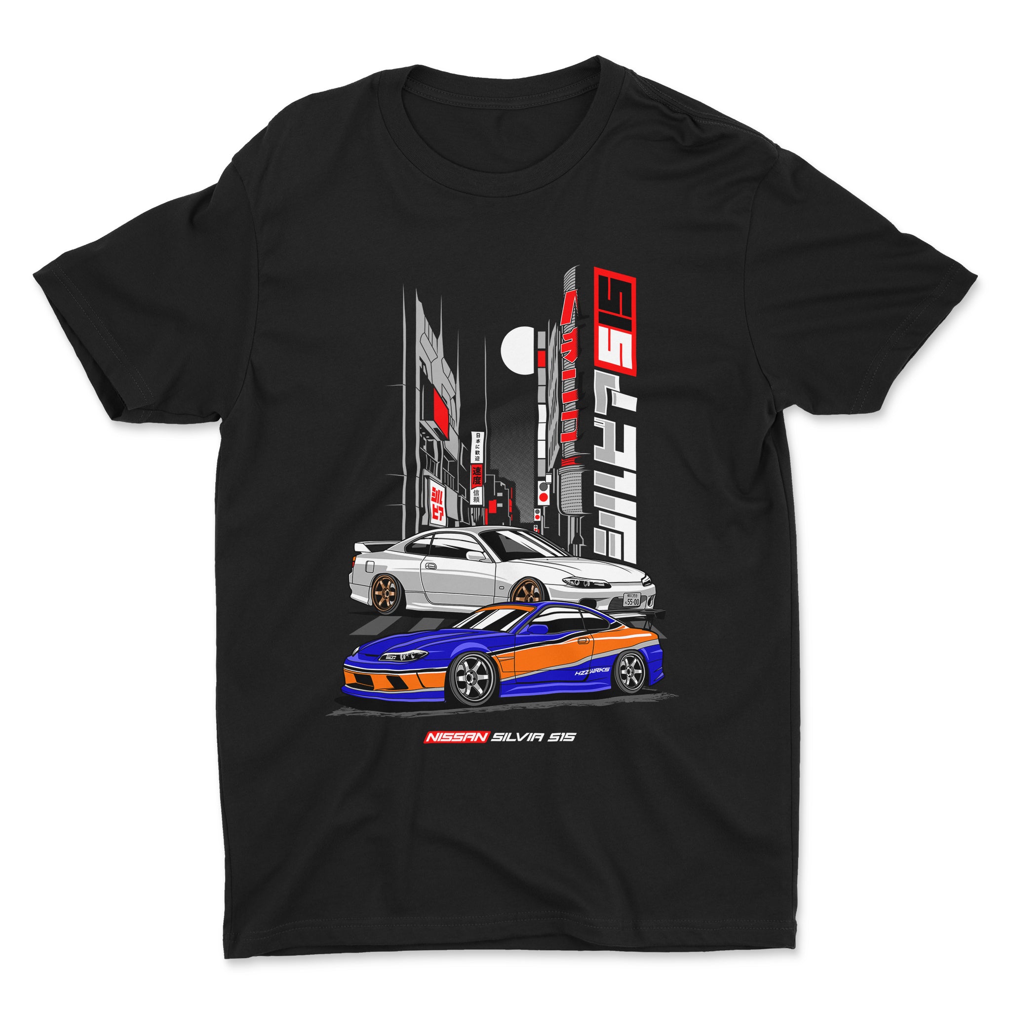 Nissan Silvia 180sx 200sx S15 Car T-Shirt in black.