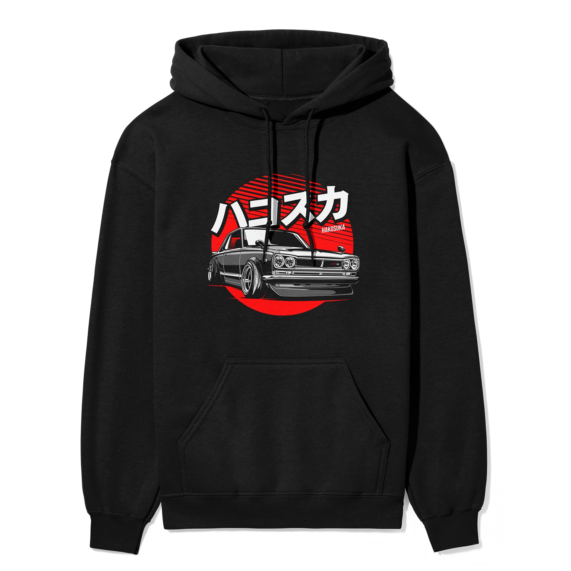 Nissan Skyline GTR Hakosuka Car Hoodie in black.