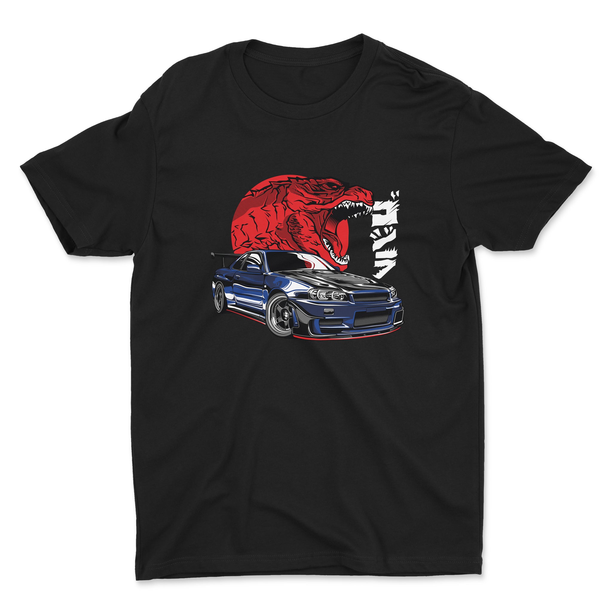 Nissan Skyline GTR R34 Godzilla Car T-Shirt in black.