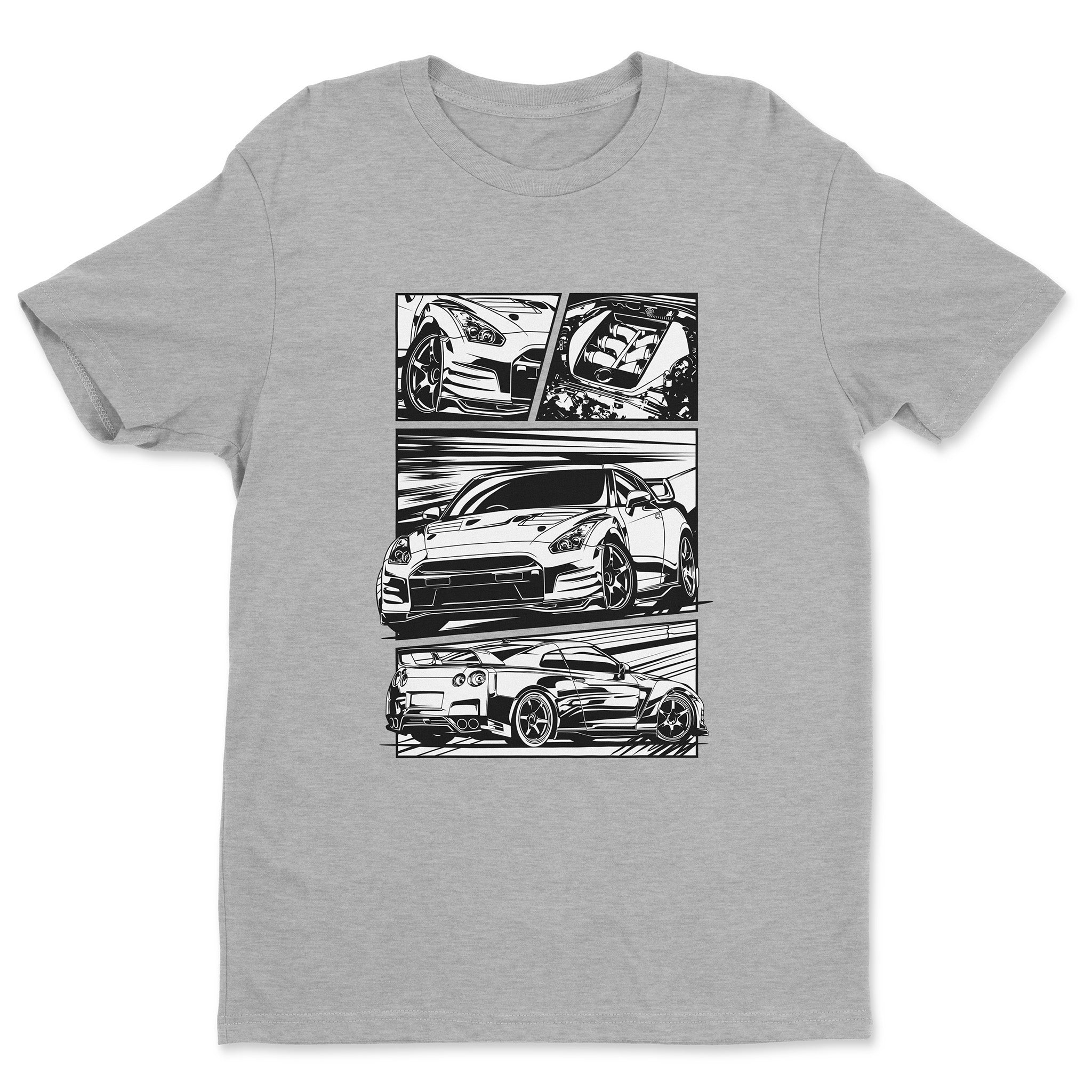 Nissan Skyline GTR R35 Car T-Shirt in athletic heather color.