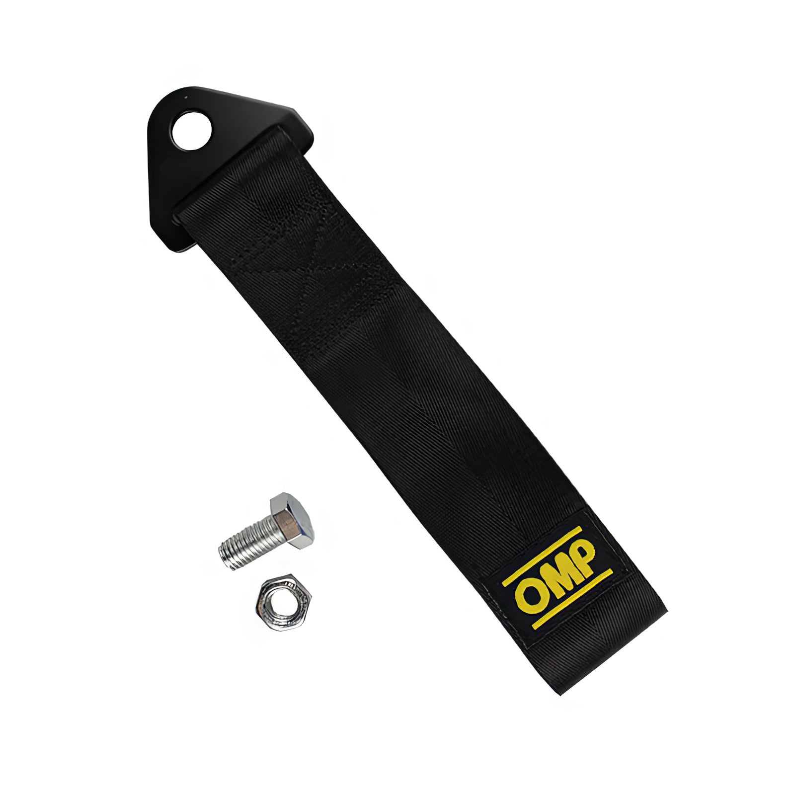OMP racing JDM tow strap in black.