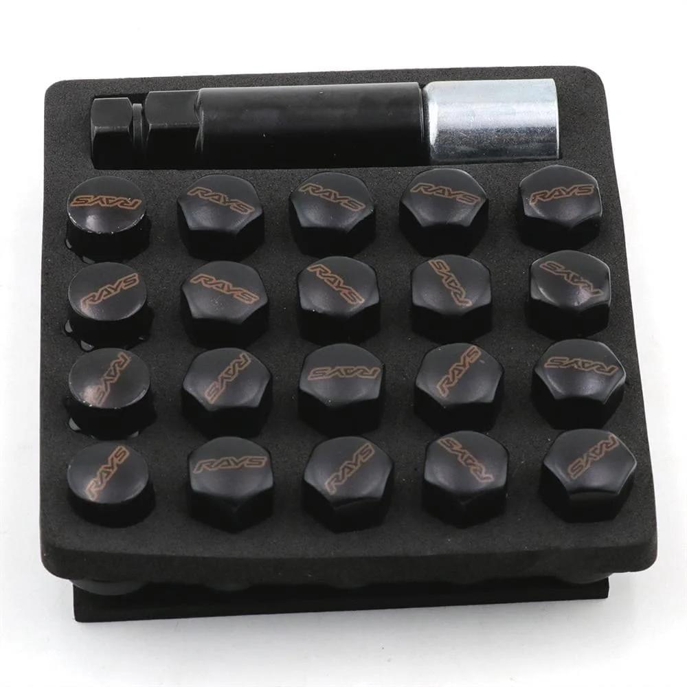 RAYS Volk 17 Hex Racing Lug Nuts in black.