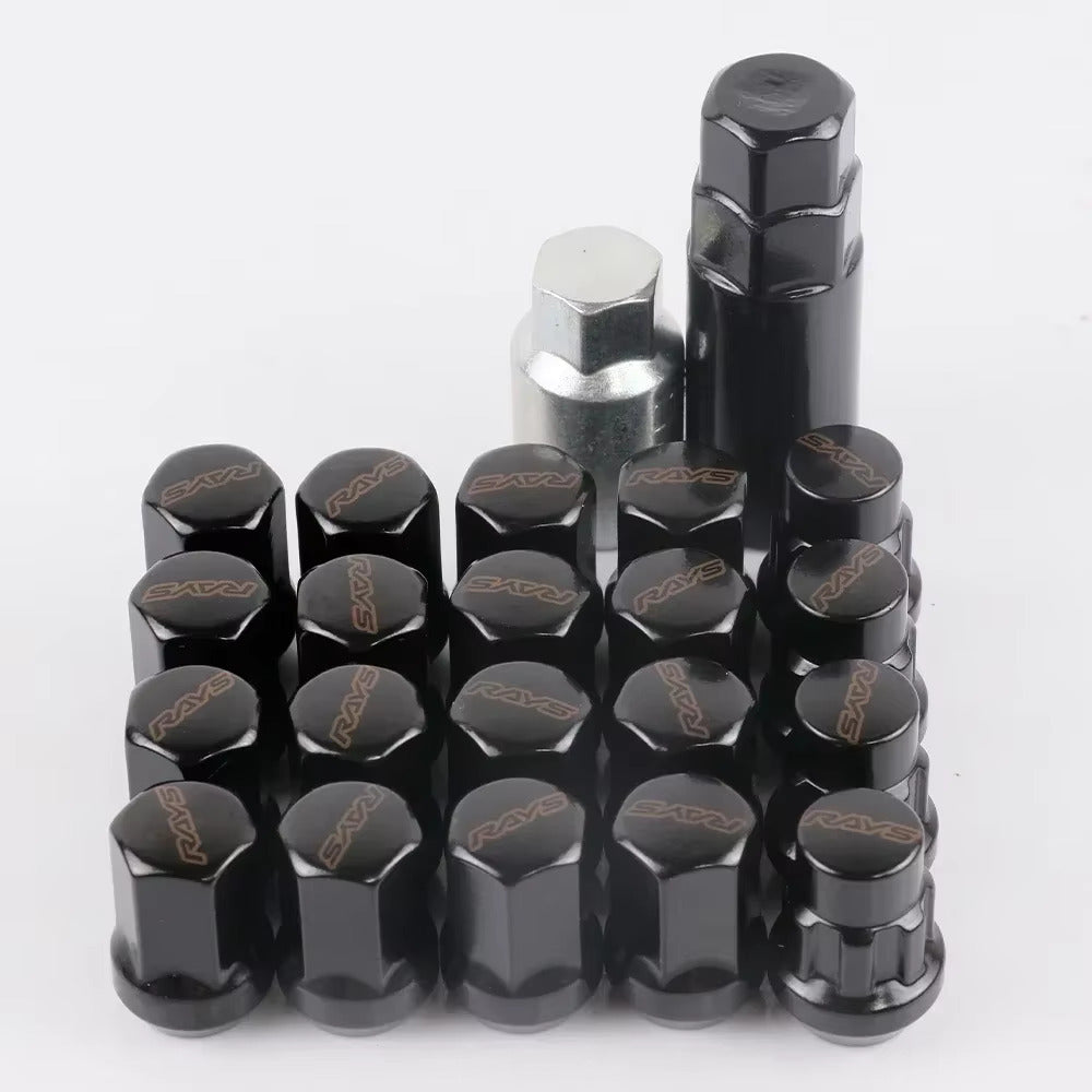 RAYS Volk 17 Hex Racing Lug Nuts in black.