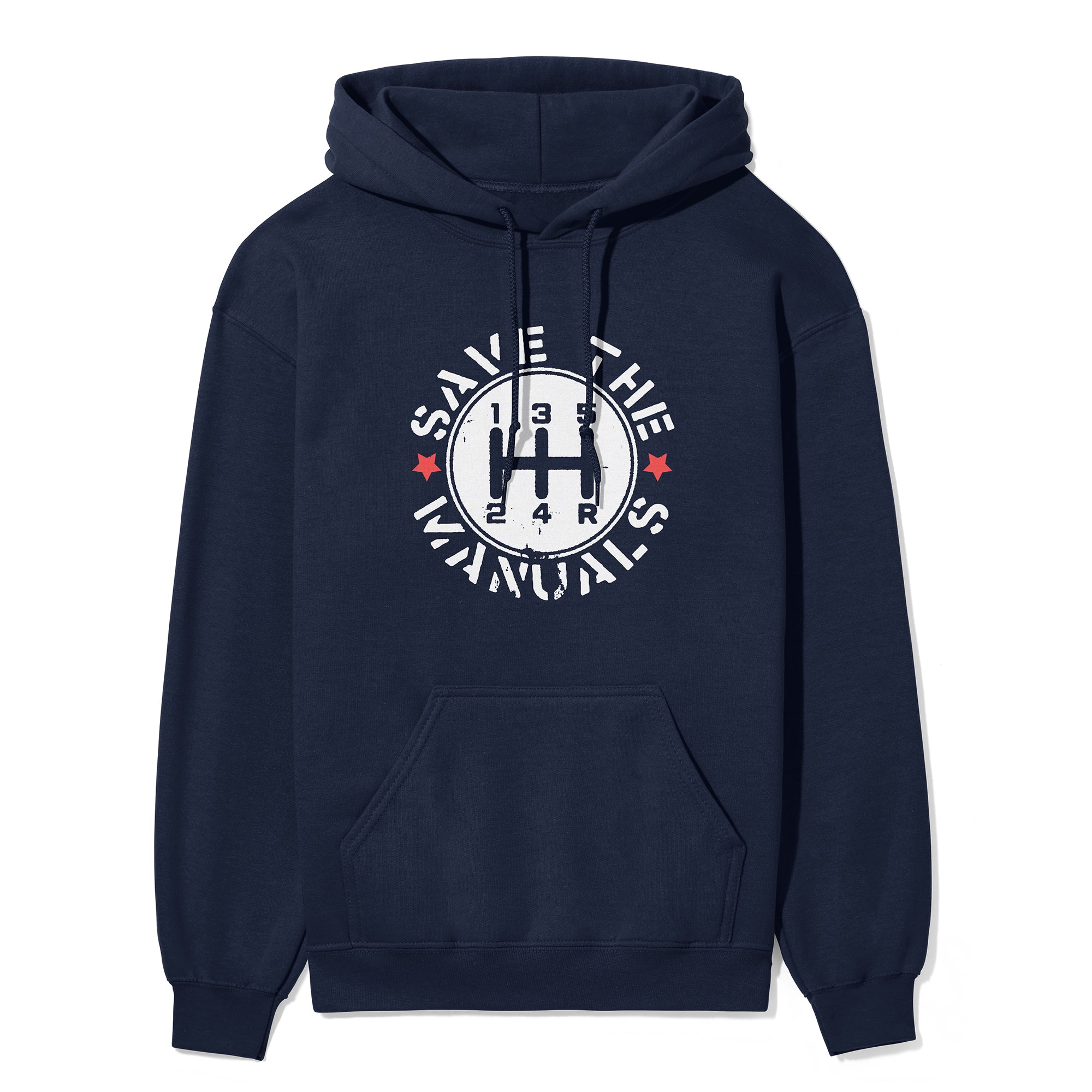 Save The Manuals car hoodie in navy.