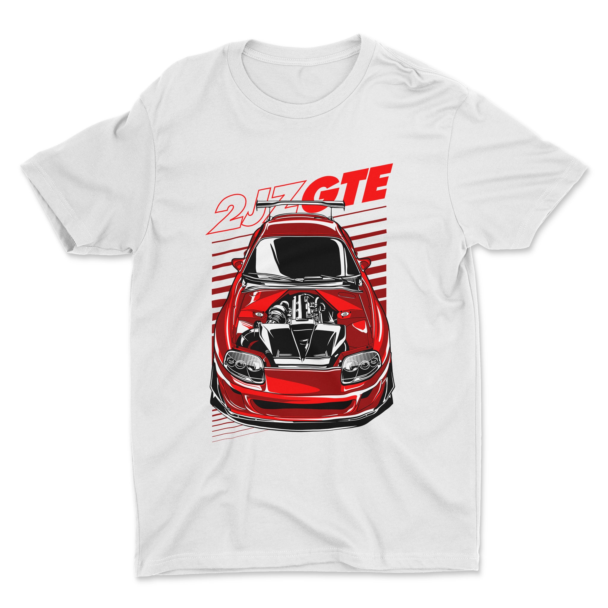 Toyota Supra MKIV 2JZ Car T-Shirt in white.