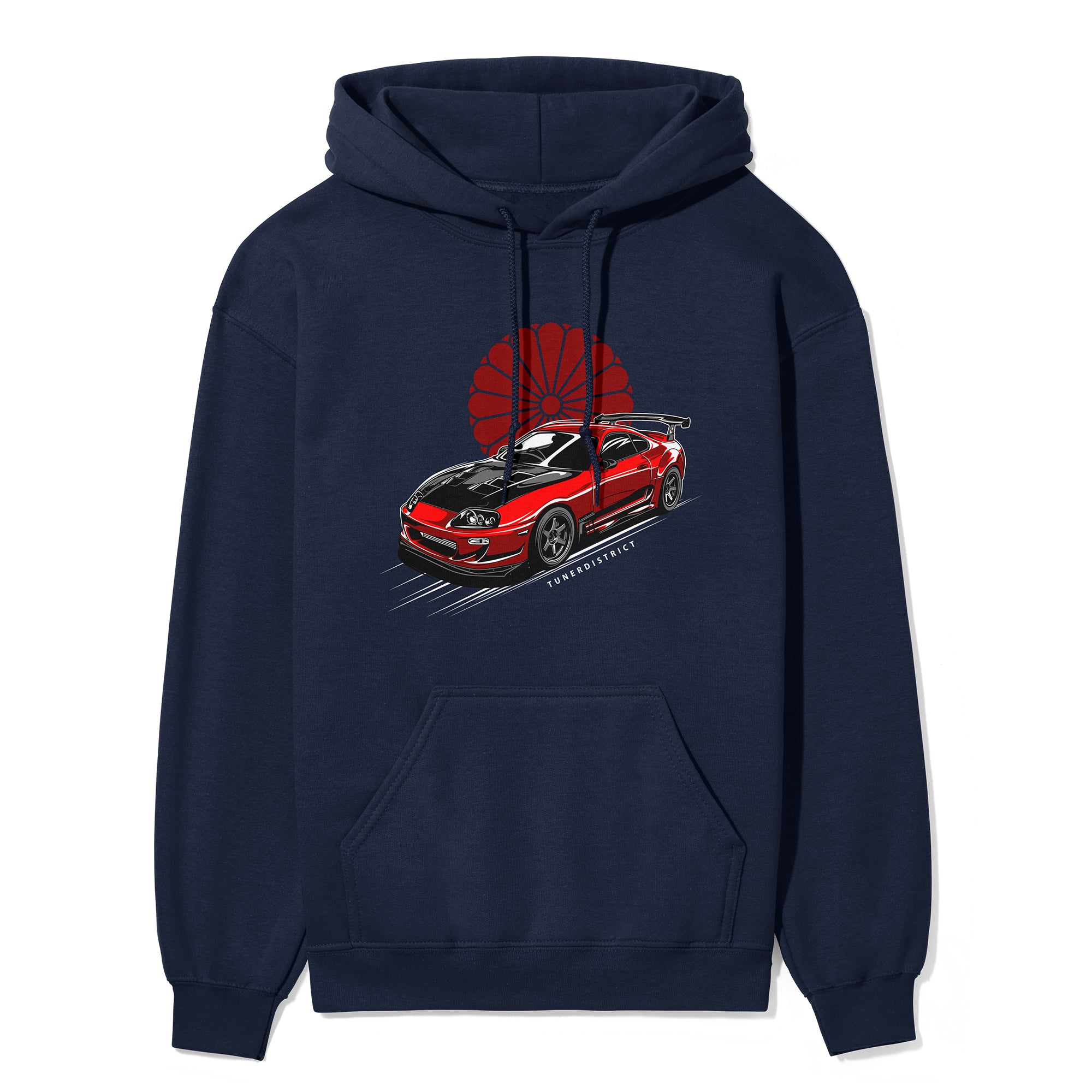 Toyota Supra MK4 JDM Car Hoodie in navy.