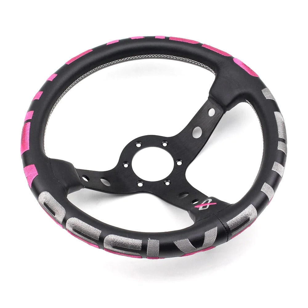 Vertex 1996 JDM Leather Steering Wheel Pink 13 inch.