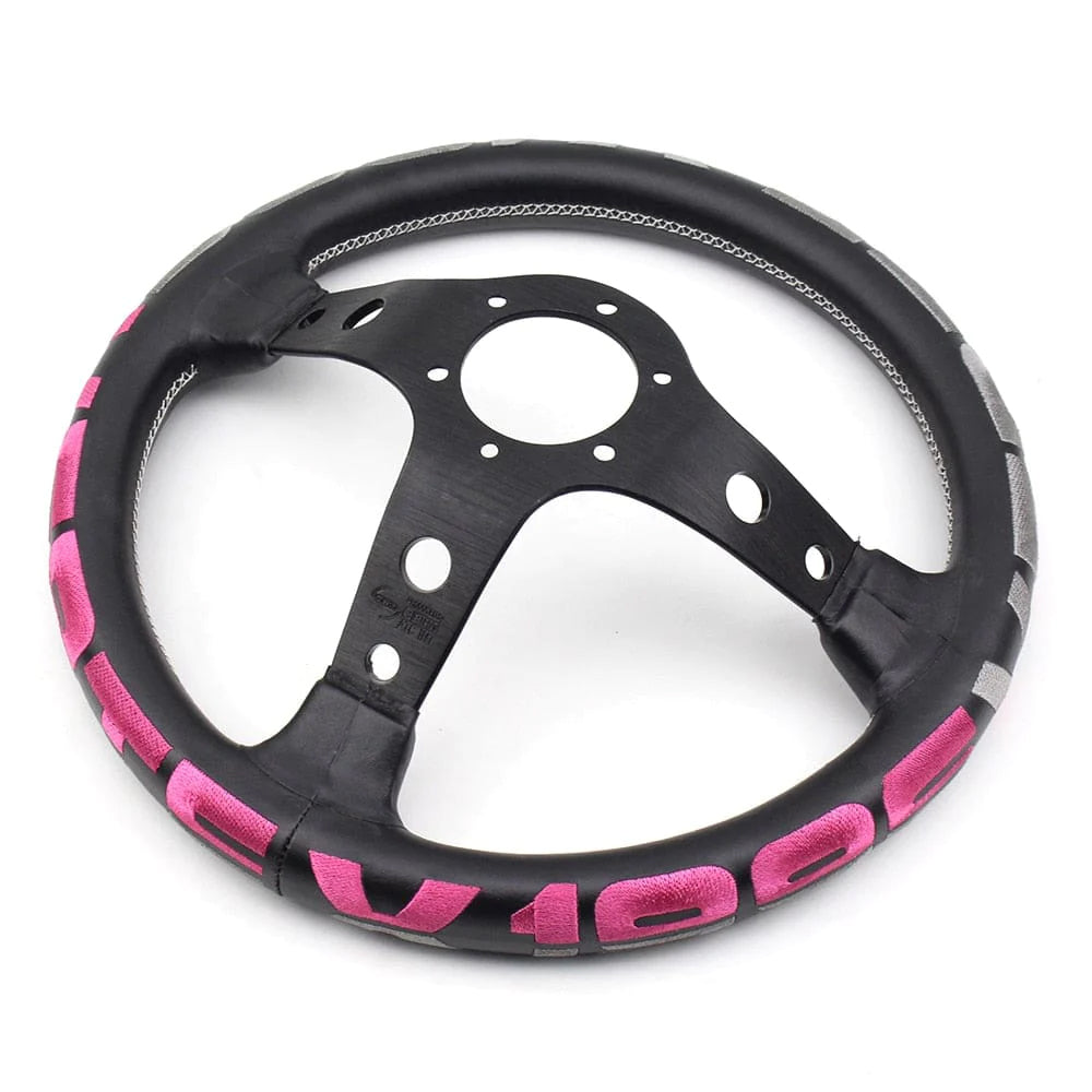 Vertex 1996 JDM Leather Steering Wheel Pink 13 inch.