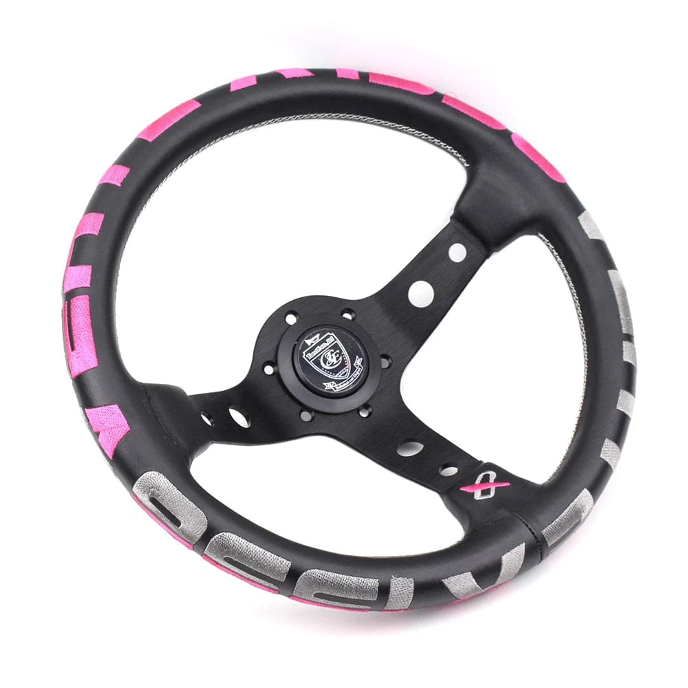 Vertex 1996 JDM Leather Steering Wheel Pink 13 inch.
