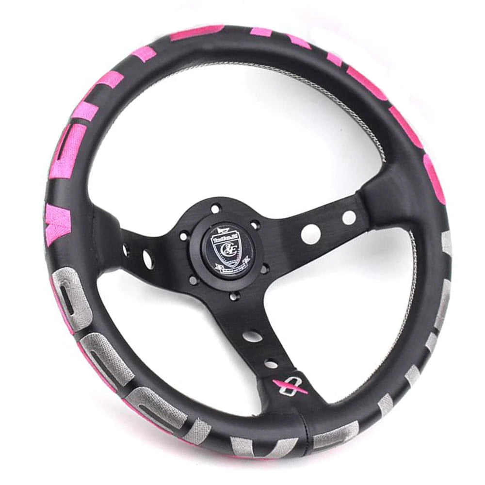 Vertex 1996 JDM Leather Steering Wheel Pink 13 inch.