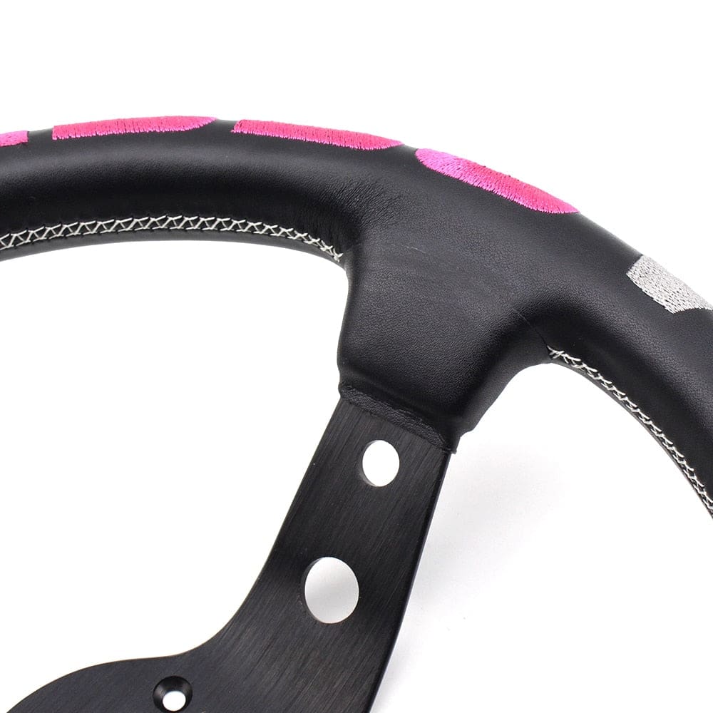 Vertex 1996 JDM Leather Steering Wheel Pink 13 inch.