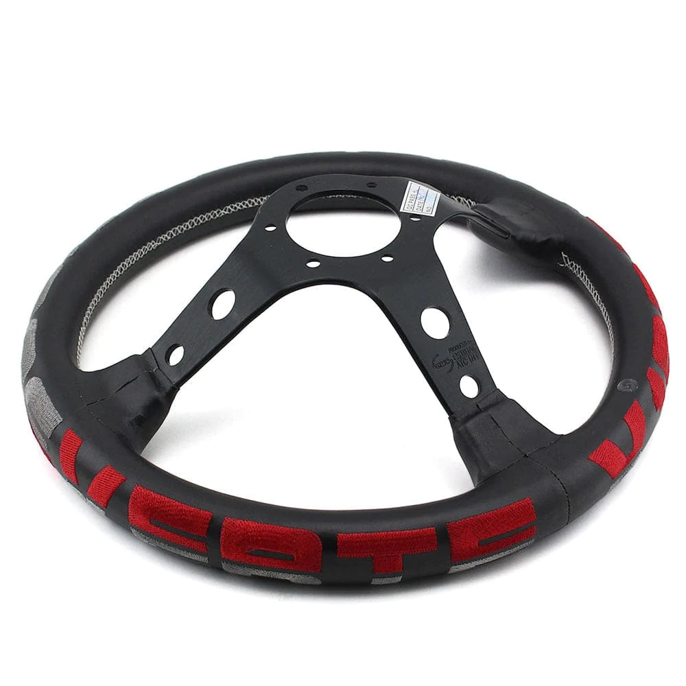 Vertex 1996 JDM Leather Steering Wheel Red 13 inch.