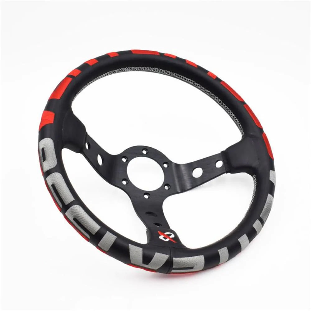 Vertex 1996 JDM Leather Steering Wheel Red 13 inch.