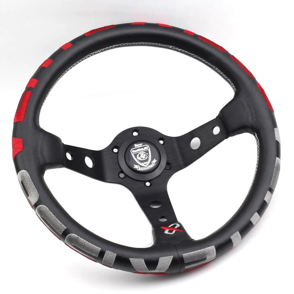 Vertex 1996 JDM Leather Steering Wheel Red 13 inch.