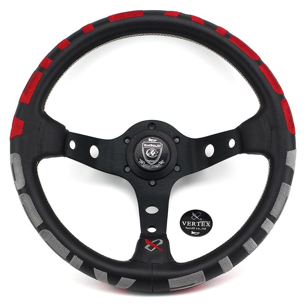 Vertex 1996 JDM Leather Steering Wheel Red 13 inch.