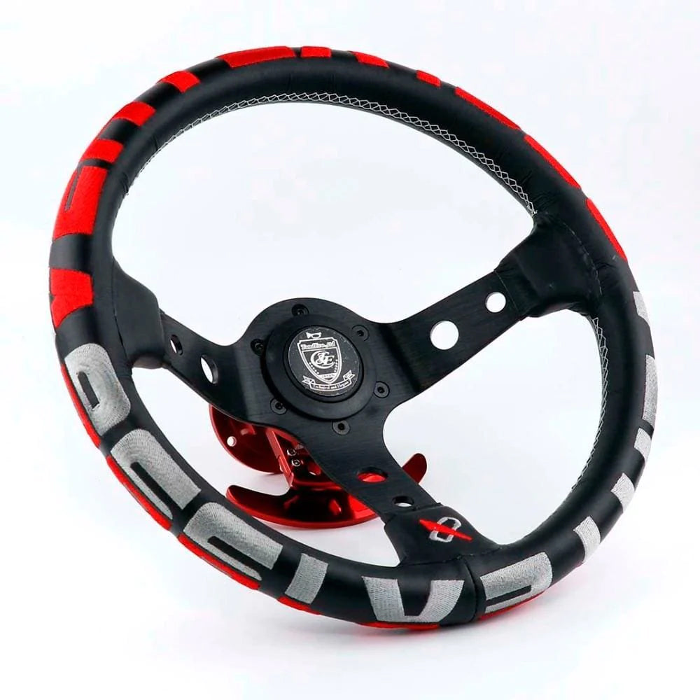 Vertex 1996 JDM Leather Steering Wheel Red 13 inch.