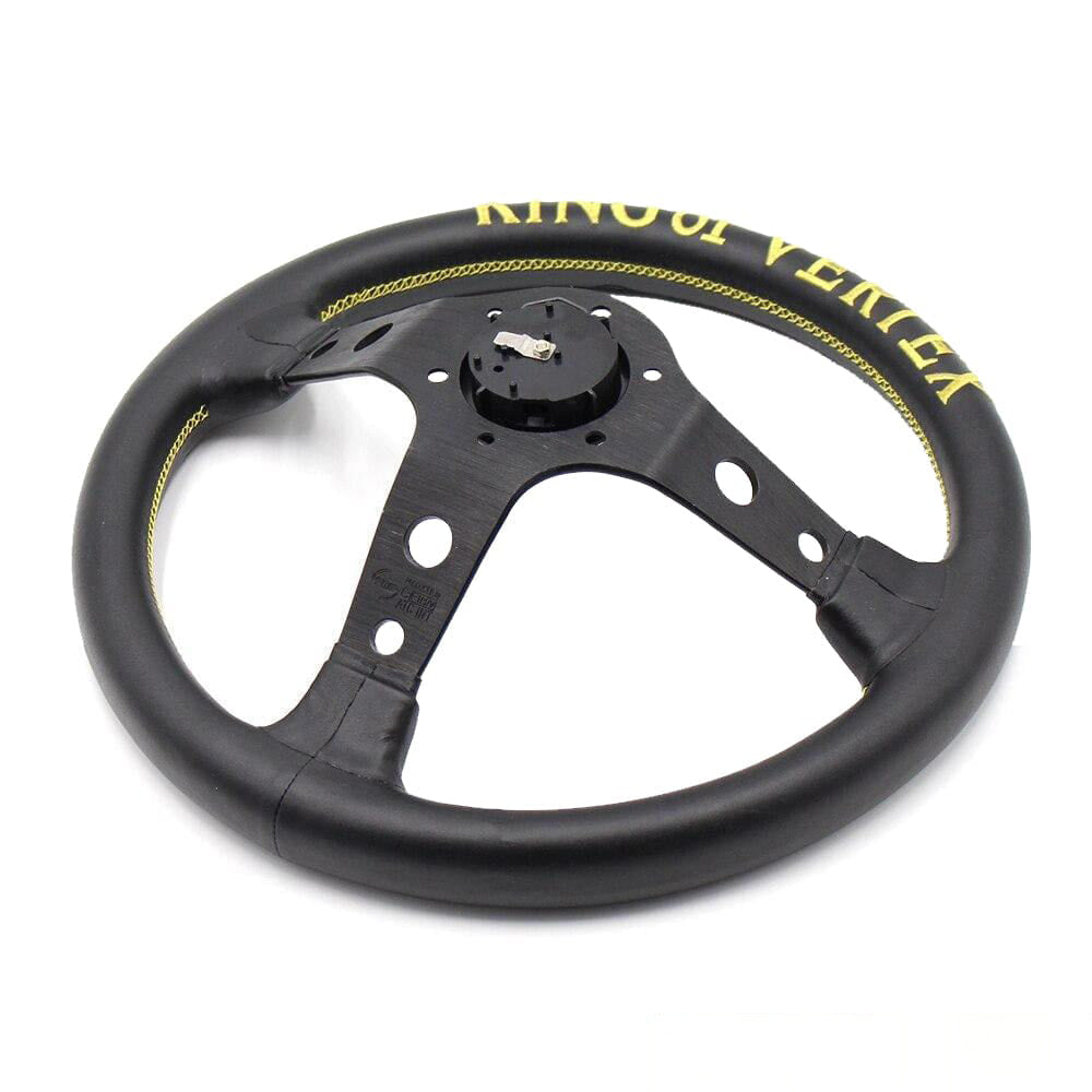 Vertex King Leather Steering Wheel Black 13 Inch.