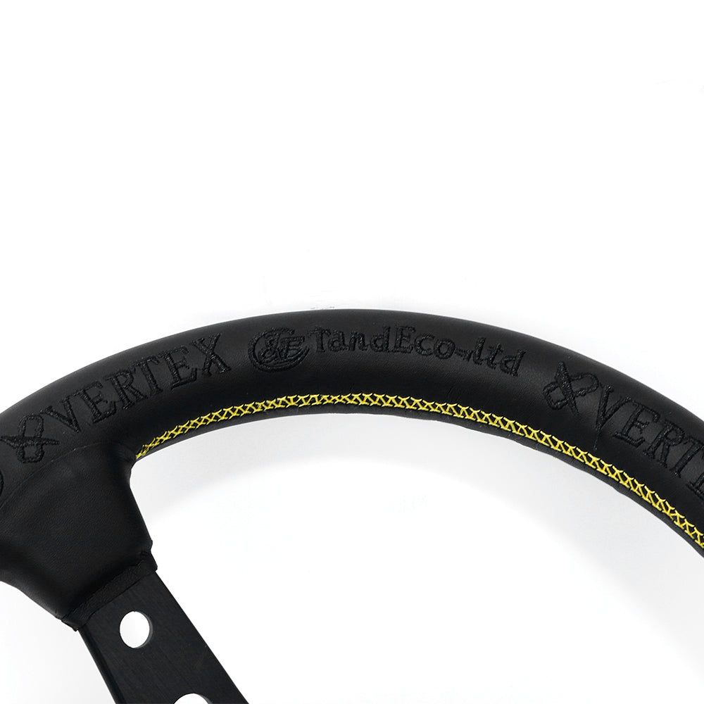 Vertex King Leather Steering Wheel Black 13 Inch.