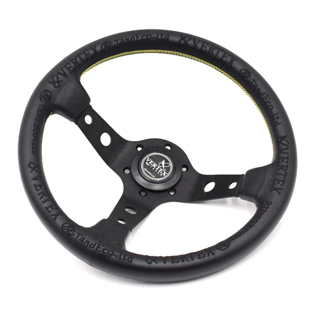 Vertex King Leather Steering Wheel Black 13 Inch.