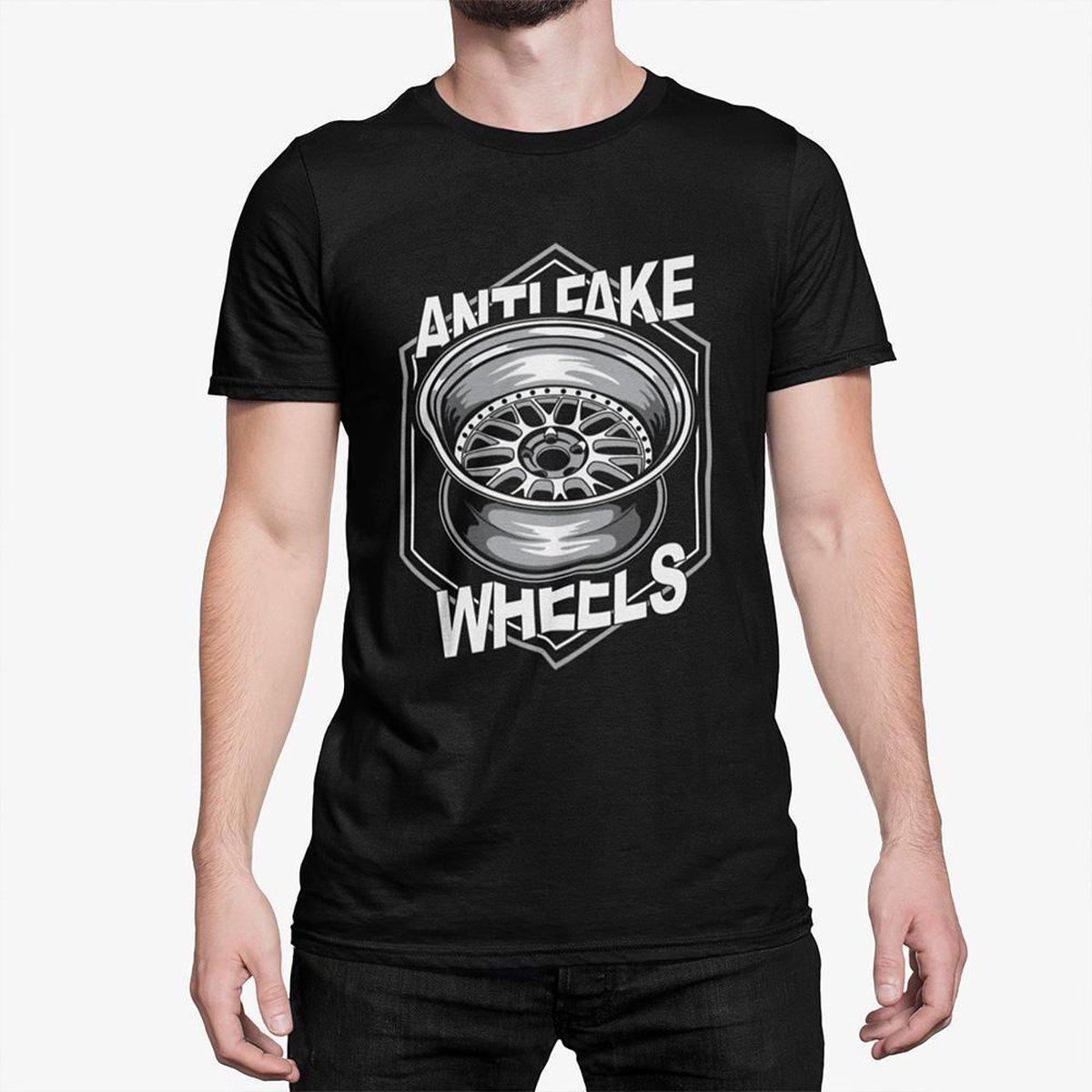 Anti Fake Wheels - VSXX - Car T-Shirt - Mockup Black