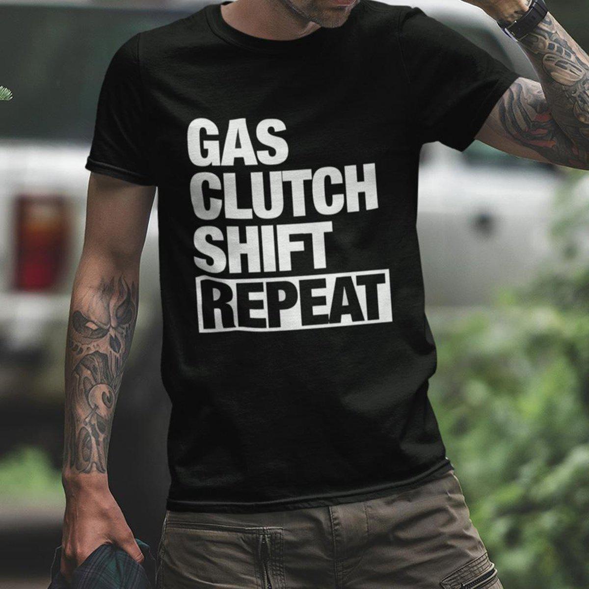 Gas Clutch Shift Repeat - Car T-Shirt - Black Mockup