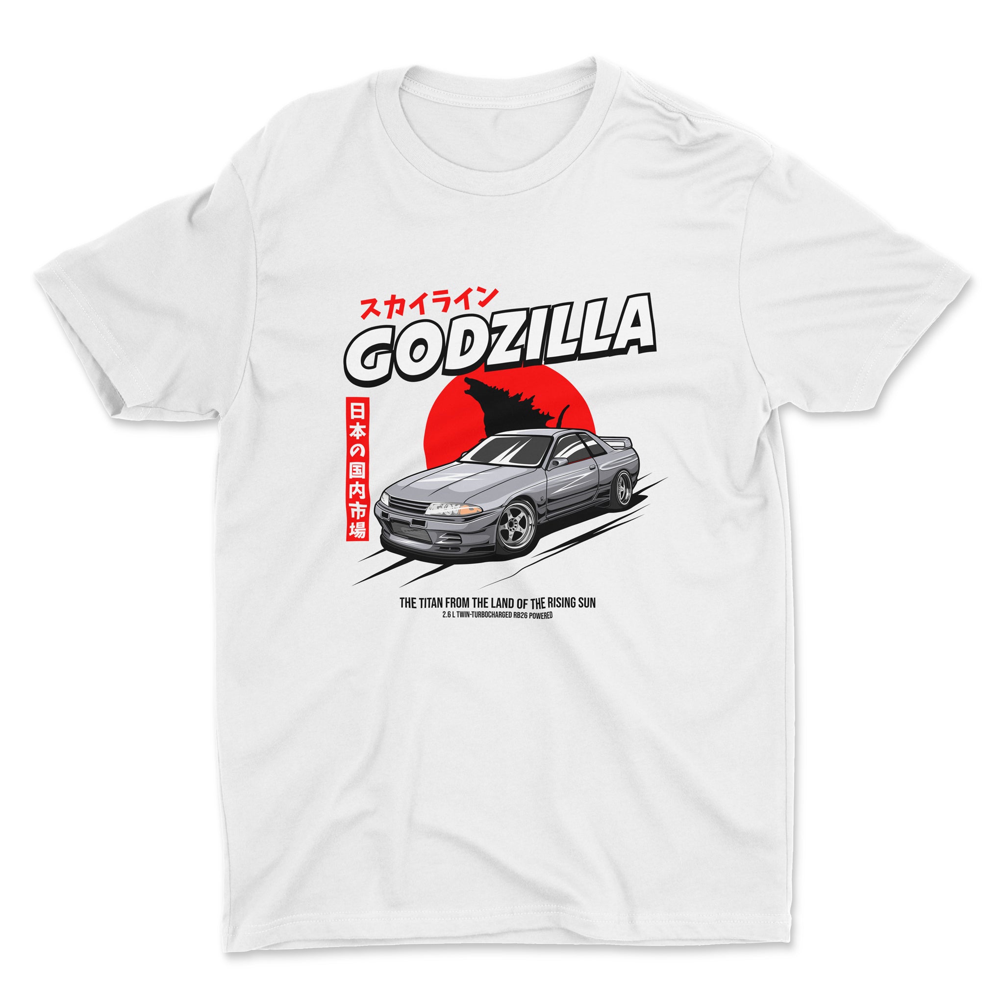 Nissan Skyline GTR R32 Godzilla Car T-Shirt - White.
