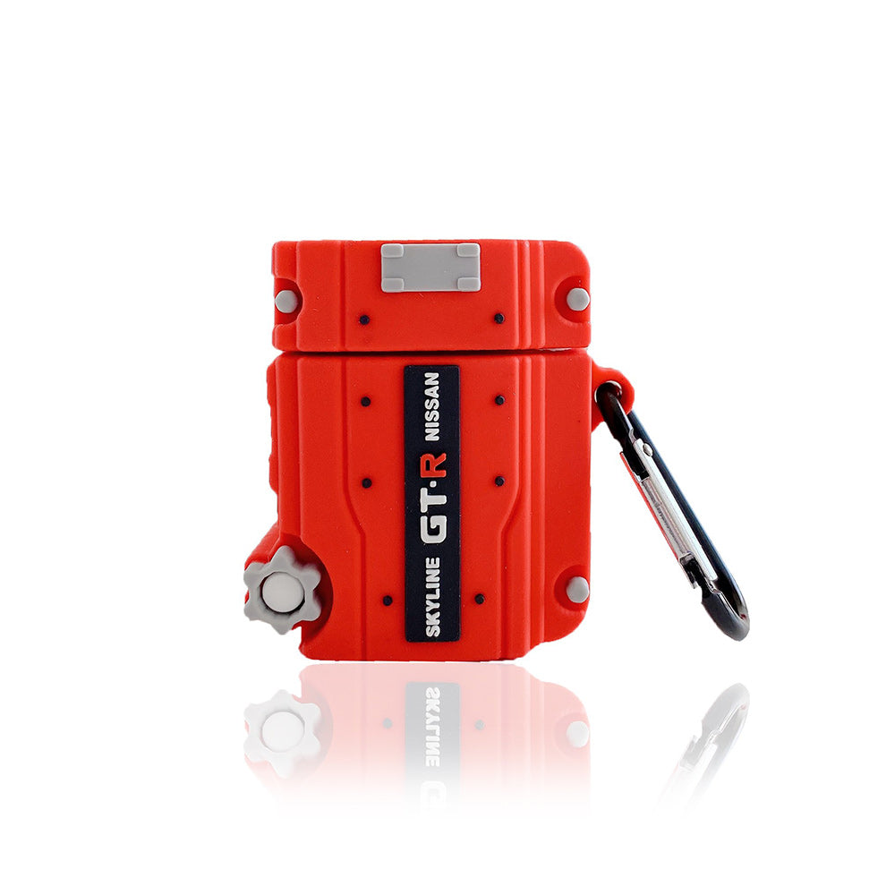 Nissan Skyline GTR RB26 Engine JDM AirPods Case Cover in Red.
