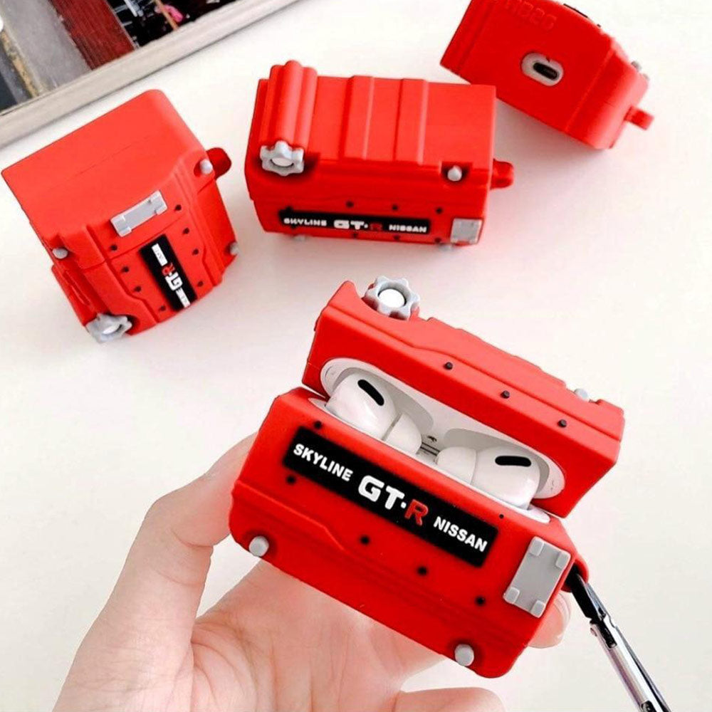 Nissan Skyline GTR RB26 Engine JDM AirPods Pro Case Cover in Red.