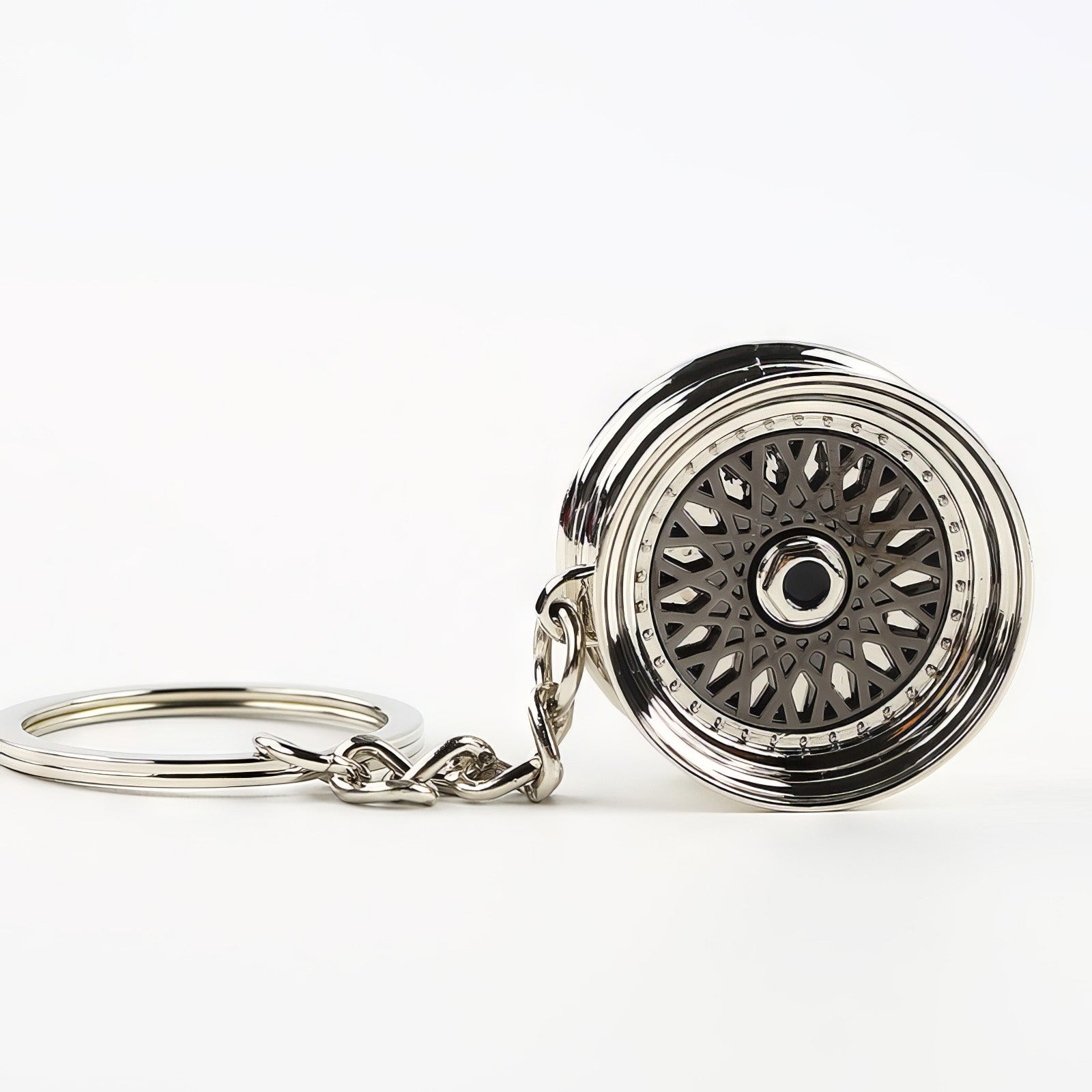 BBS Mesh Wheel keychain with black center.